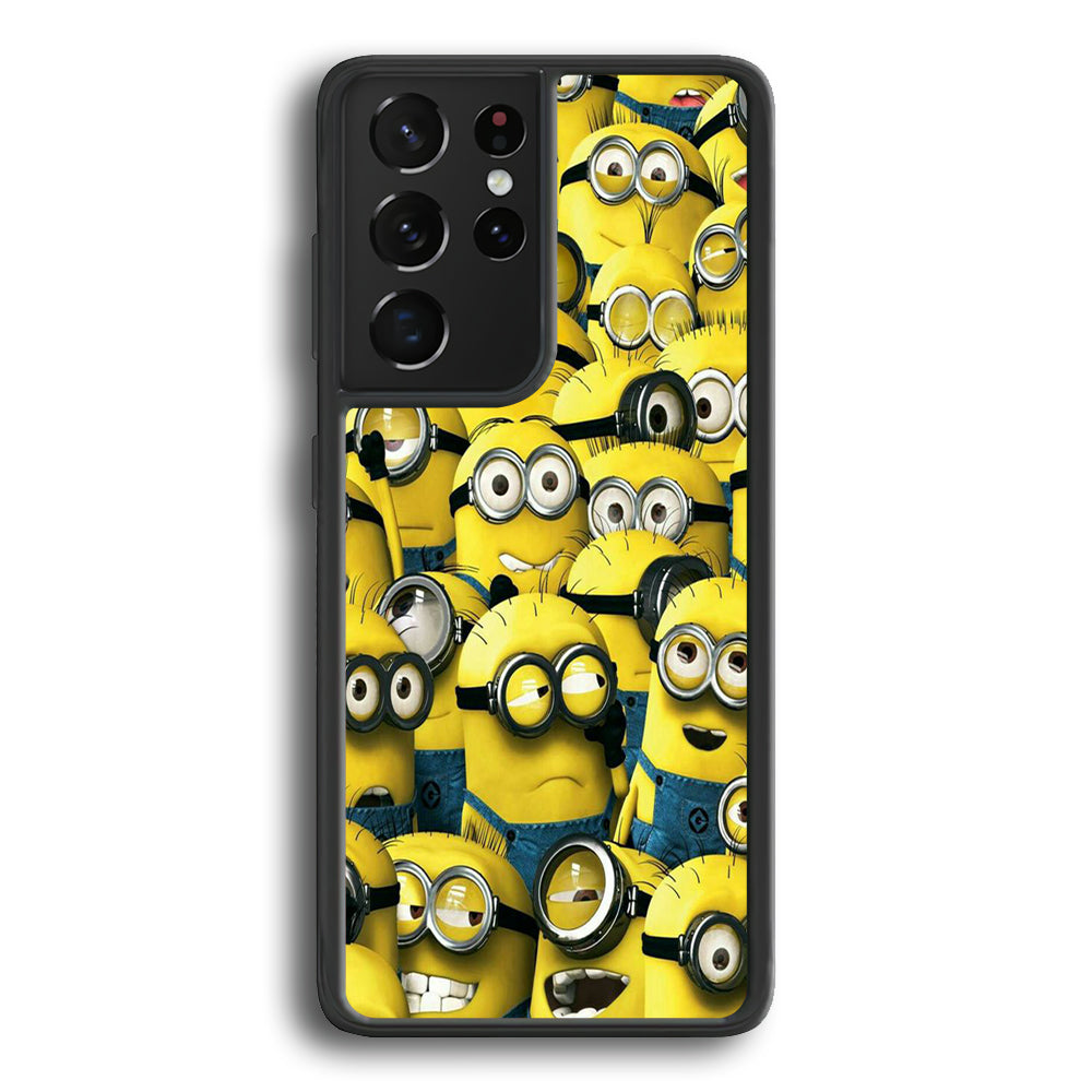 Lots of Minion Samsung Galaxy S21 Ultra Case-Phone Case-Rubber Black (2D Case)-Altracase