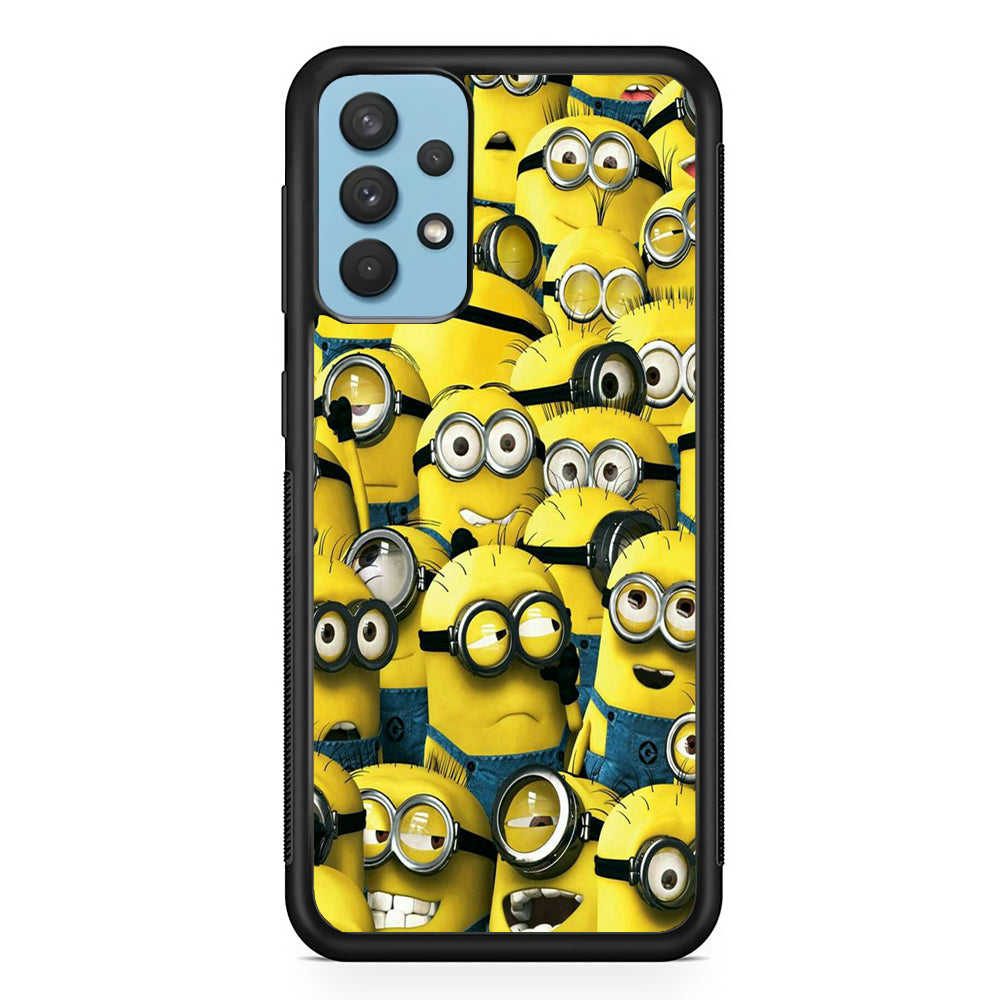 Lots of Minion Samsung Galaxy A32 Case-Phone Case-Rubber Black (2D Case)-Altracase