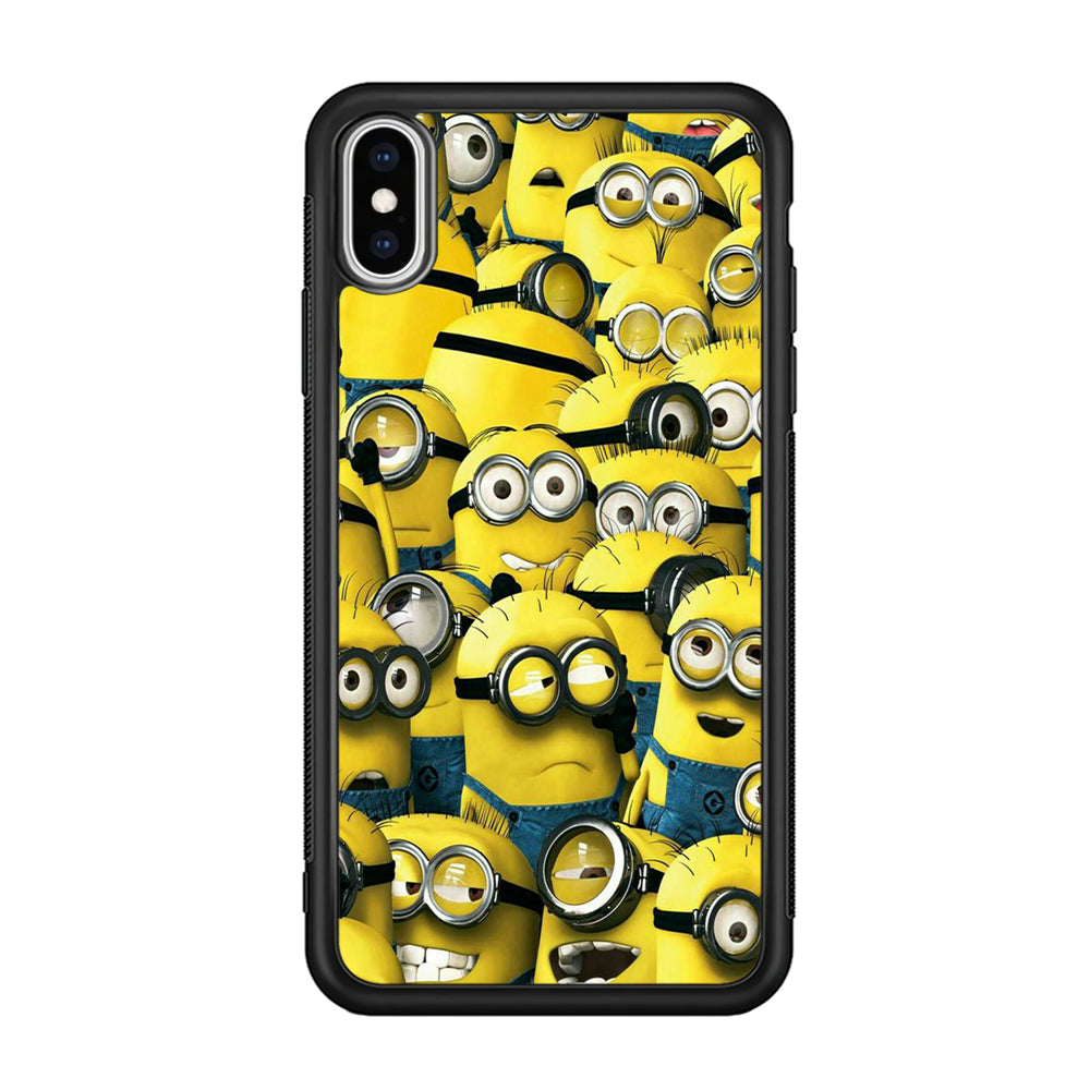Lots of Minion iPhone Xs Case-Phone Case-Rubber Black (2D Case)-Altracase