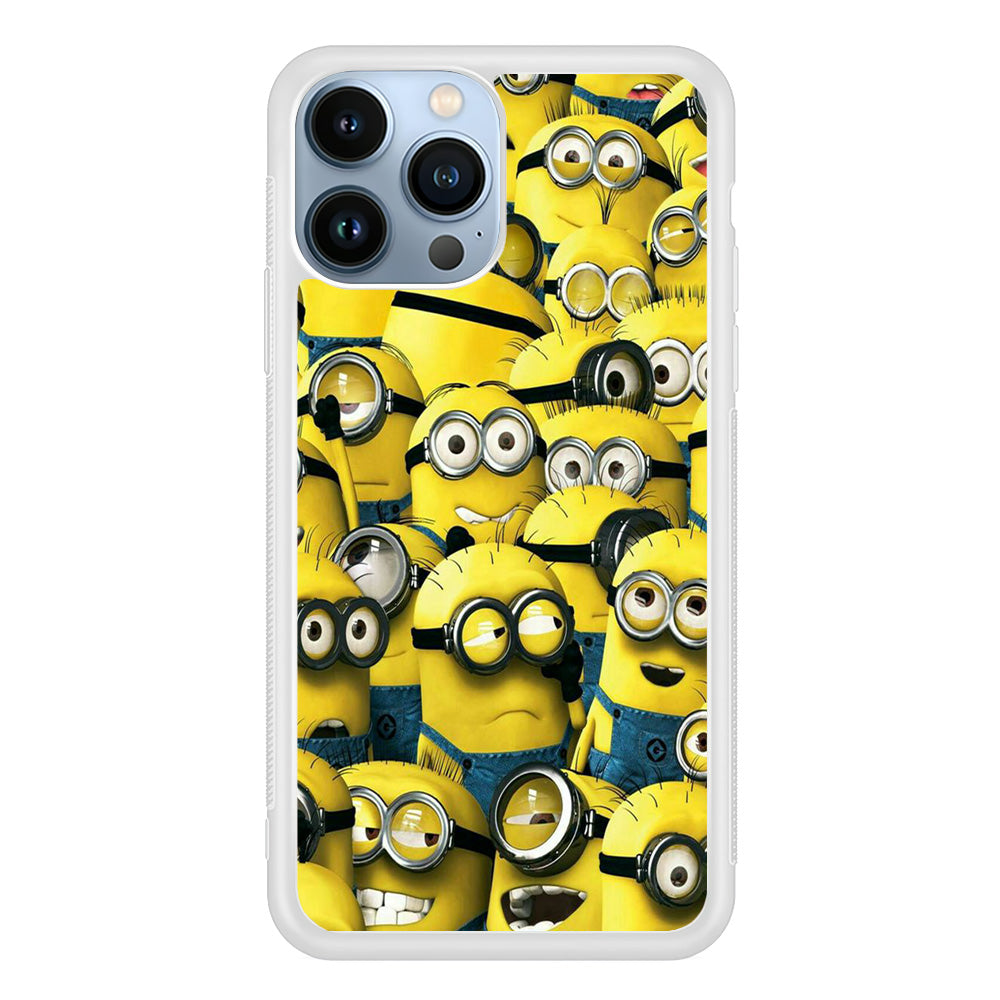 Lots of Minion iPhone 15 Pro Max Case-Phone Case-Rubber White (2D Case)-Altracase