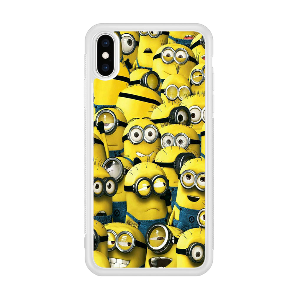 Lots of Minion iPhone Xs Case-Phone Case-Rubber White (2D Case)-Altracase