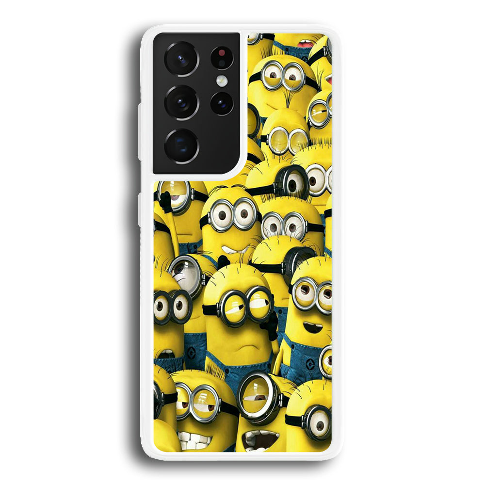 Lots of Minion Samsung Galaxy S21 Ultra Case-Phone Case-Rubber White (2D Case)-Altracase