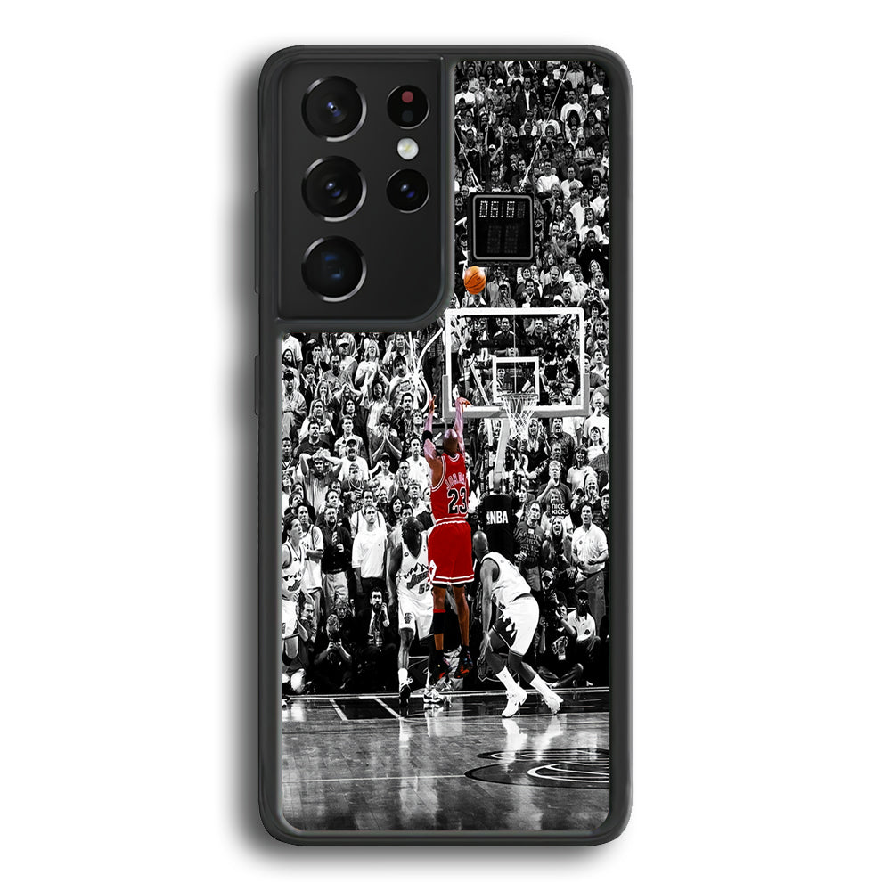 Michael Jordan Jump Shot Samsung Galaxy S23 Ultra Case-Phone Case-Rubber Black (2D Case)-Altracase