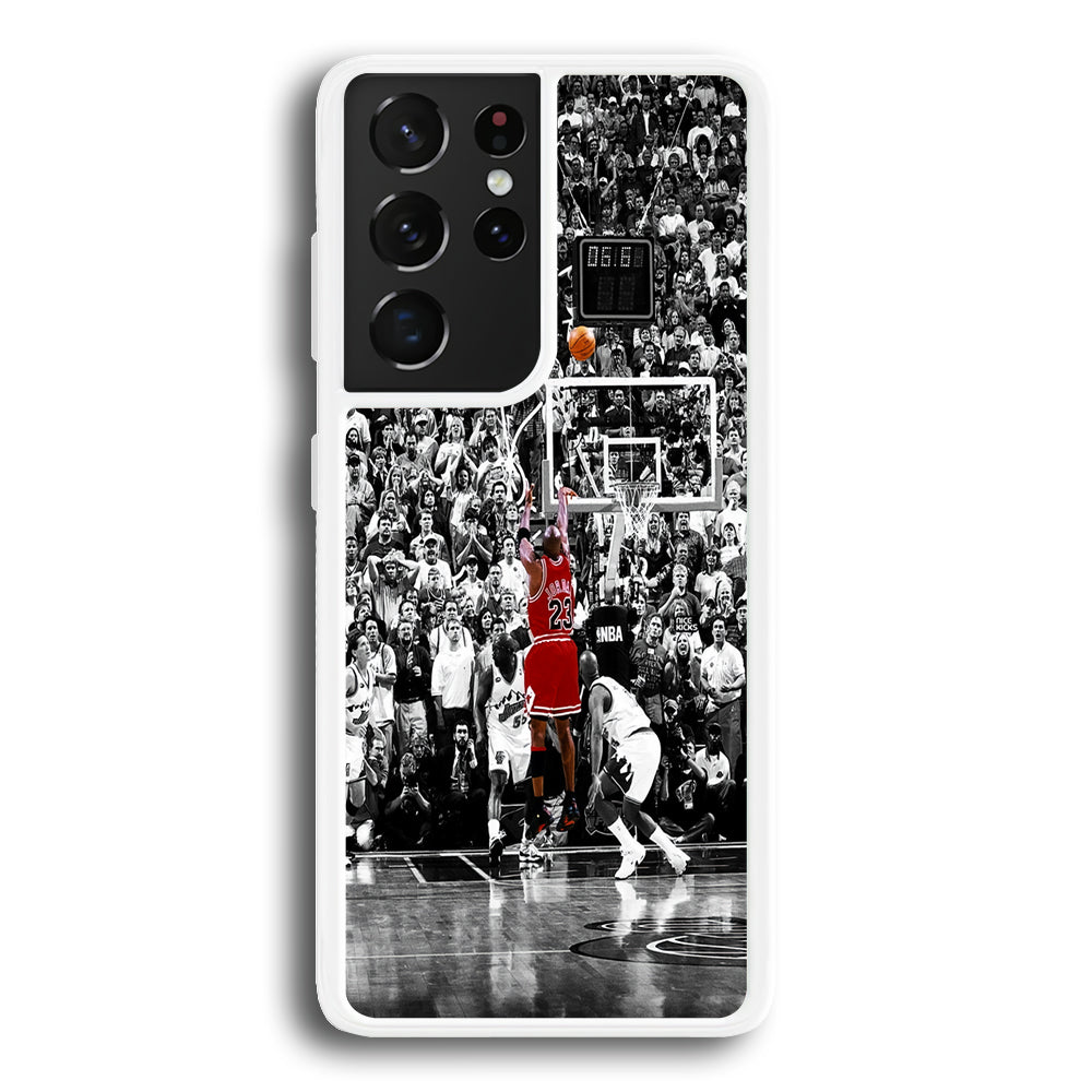 Michael Jordan Jump Shot Samsung Galaxy S21 Ultra Case-Phone Case-Rubber White (2D Case)-Altracase