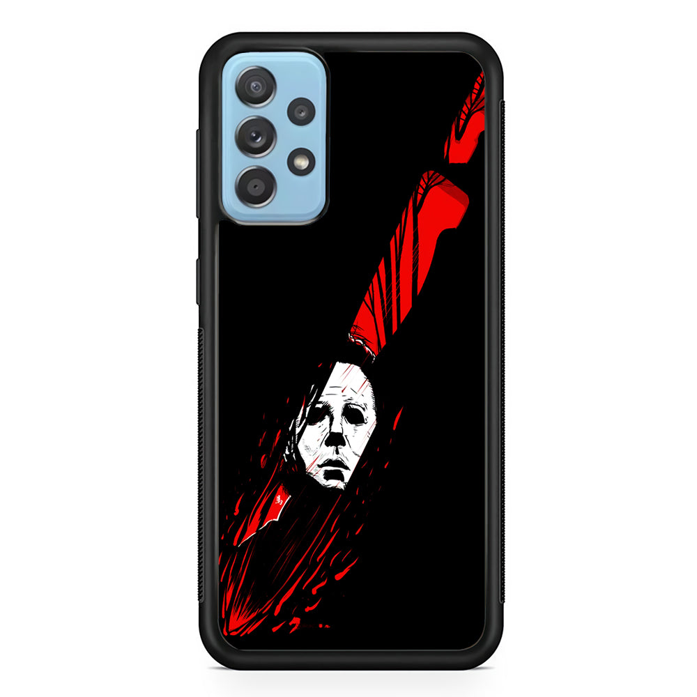 Michael Myers Knife Blood Samsung Galaxy A72 Case-Phone Case-Rubber Black (2D Case)-Altracase