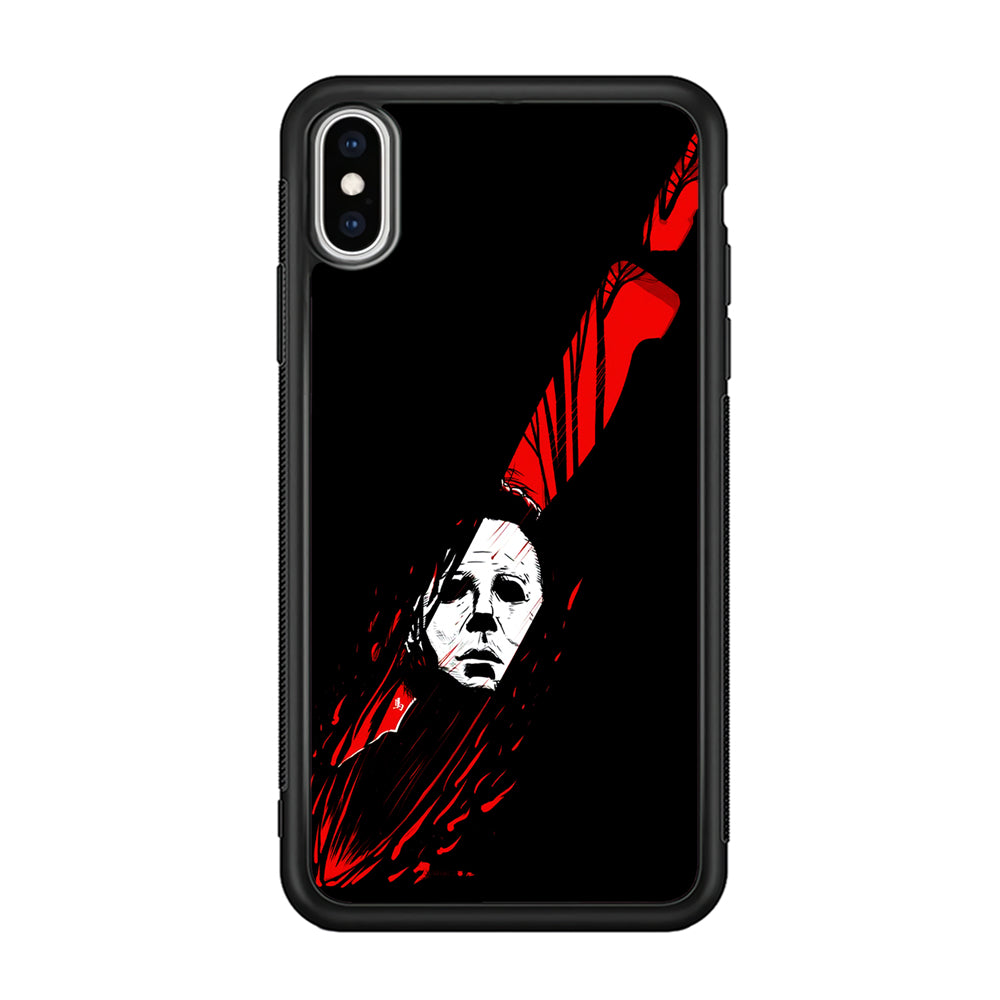 Michael Myers Knife Blood iPhone Xs Case-Phone Case-Rubber Black (2D Case)-Altracase