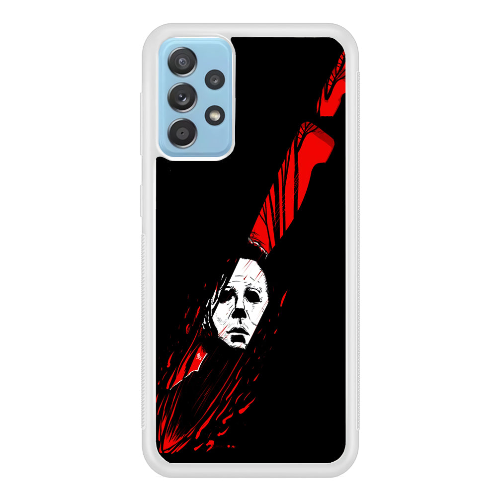 Michael Myers Knife Blood Samsung Galaxy A72 Case-Phone Case-Rubber White (2D Case)-Altracase