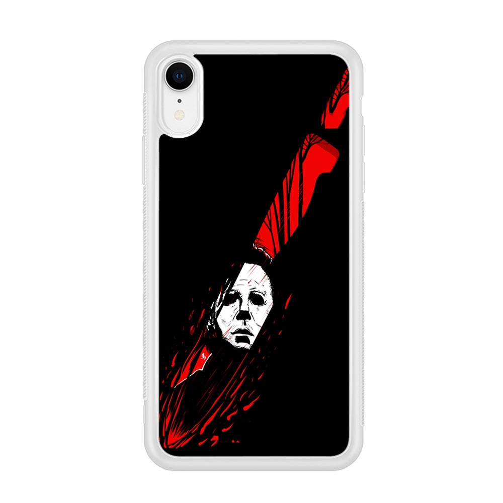 Michael Myers Knife Blood iPhone XR Case-Phone Case-Rubber White (2D Case)-Altracase