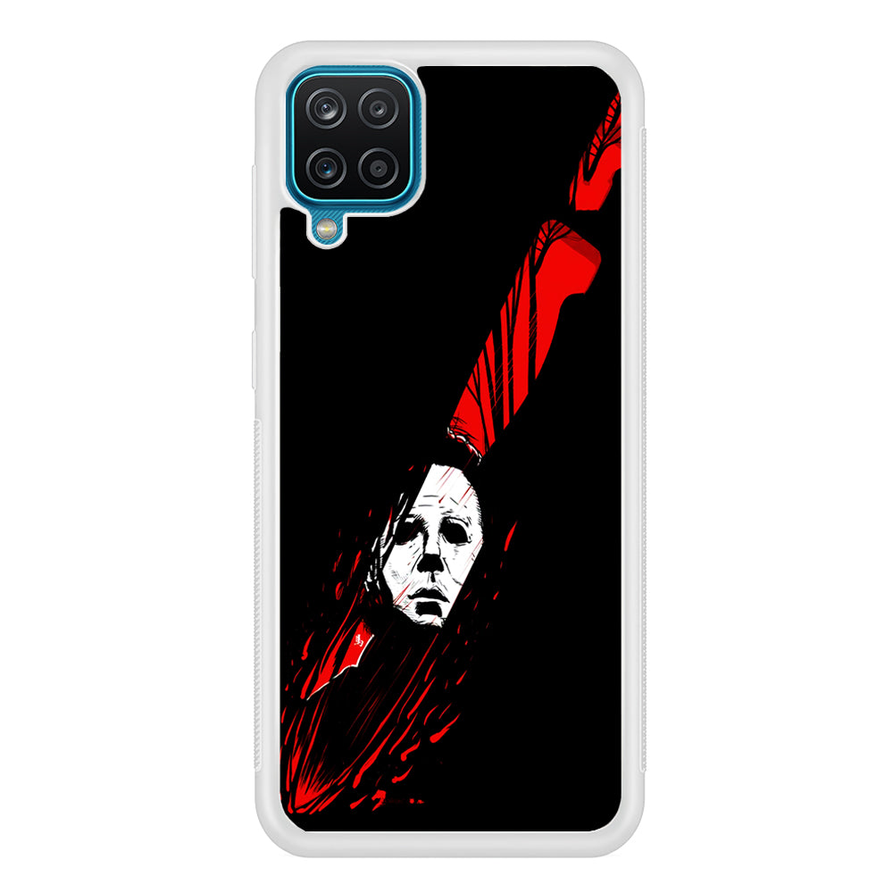Michael Myers Knife Blood Samsung Galaxy A12 Case-Phone Case-Rubber White (2D Case)-Altracase