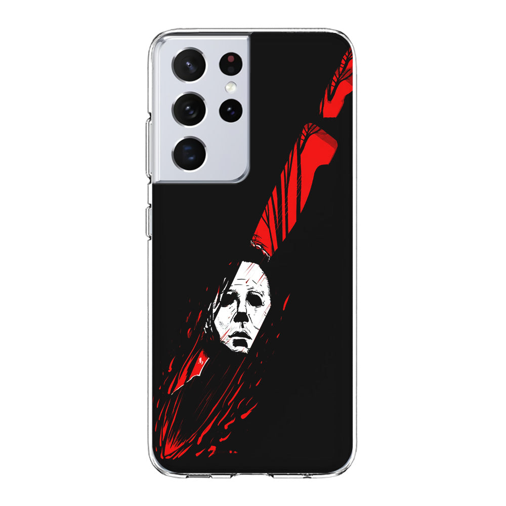 Michael Myers Knife Blood Samsung Galaxy S21 Ultra Case-Phone Case-Clear Soft Case-Altracase