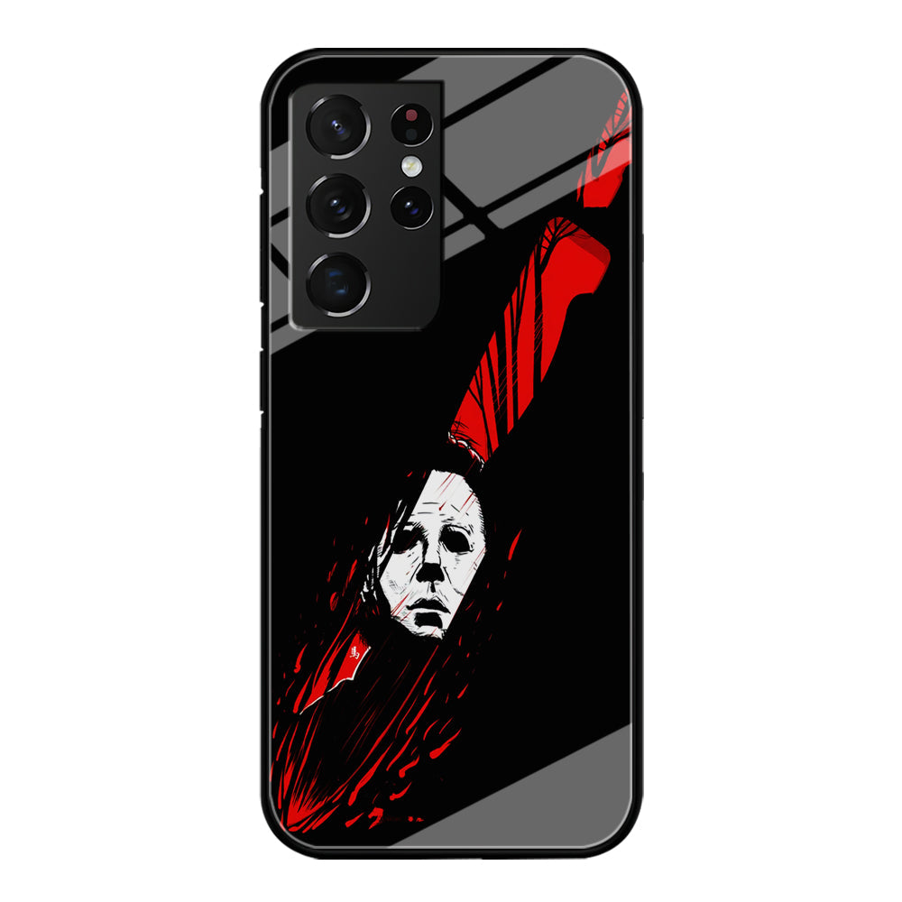 Michael Myers Knife Blood Samsung Galaxy S24 Ultra Case-Phone Case-Tempered Glass Case-Altracase