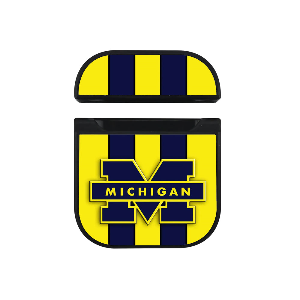 Michigan Football Logo Hard Plastic Case Cover For Apple Airpods-AirPod Case-Black-Altracase