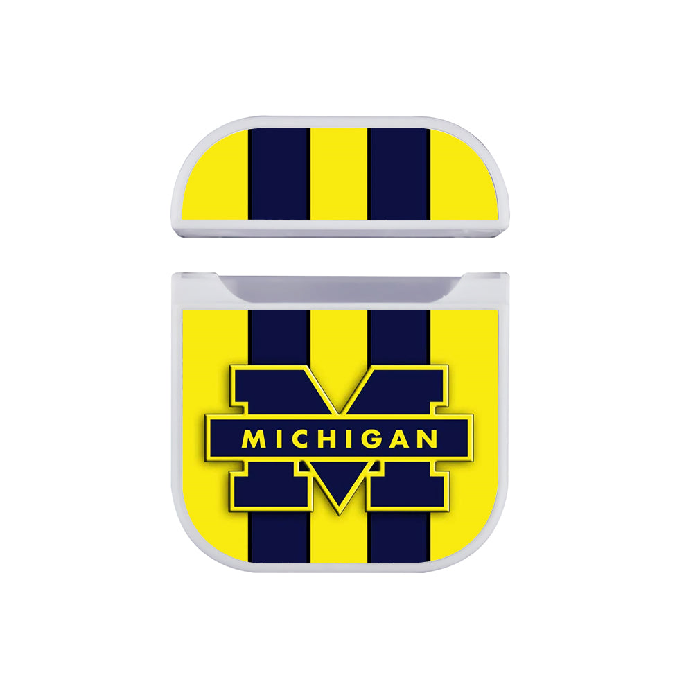 Michigan Football Logo Hard Plastic Case Cover For Apple Airpods-AirPod Case-White-Altracase