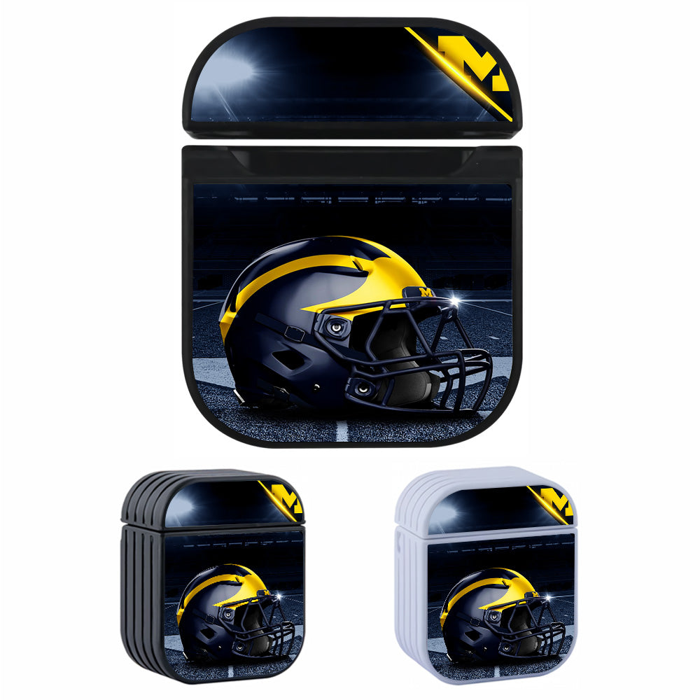 Michigan Football Wolverines Helmet Hard Plastic Case Cover For Apple Airpods-AirPod Case-Altracase