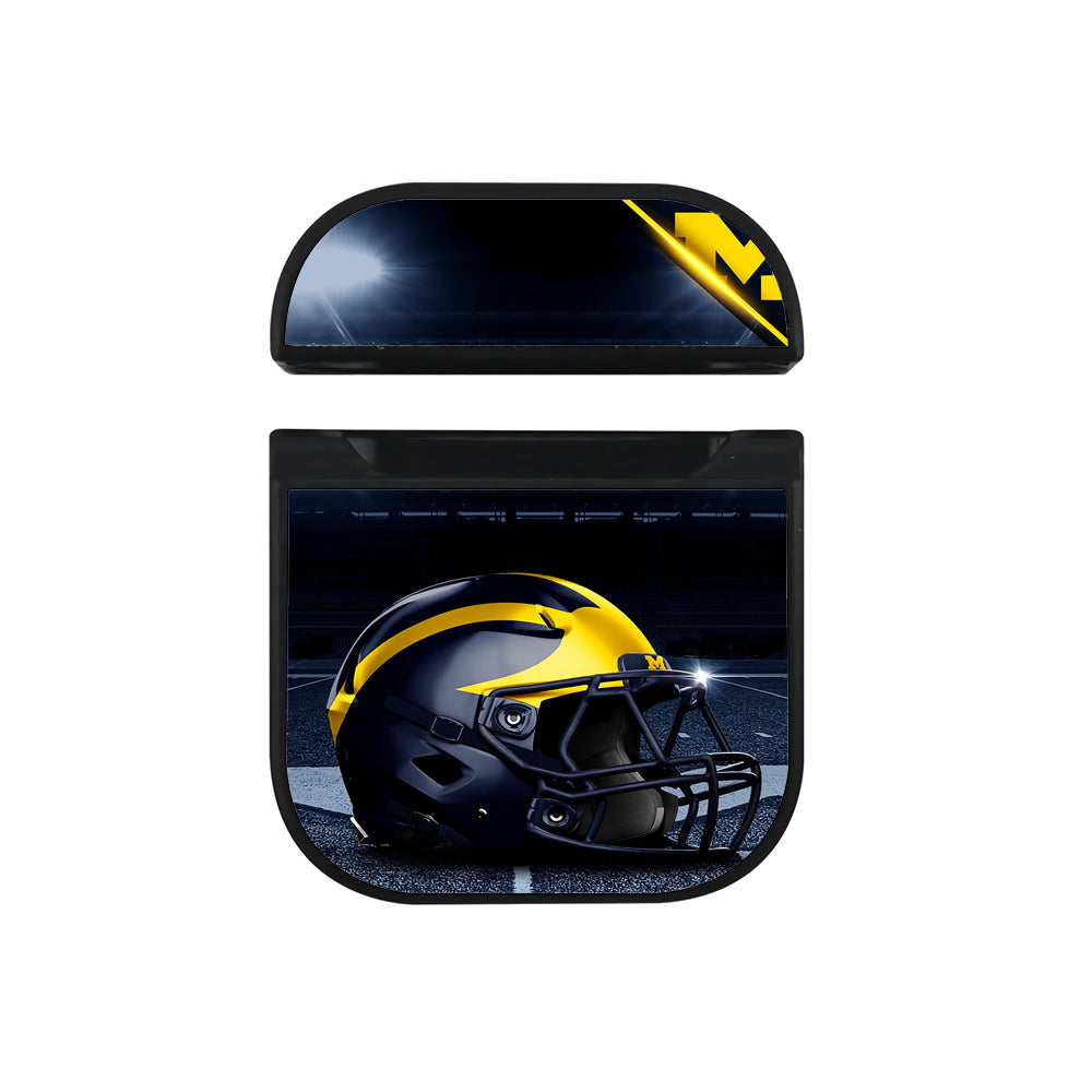 Michigan Football Wolverines Helmet Hard Plastic Case Cover For Apple Airpods-AirPod Case-Black-Altracase