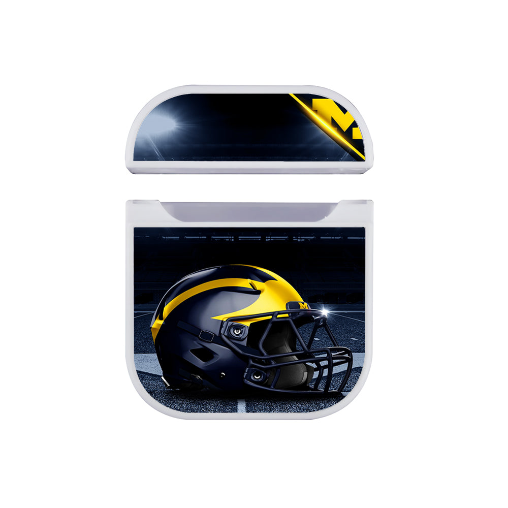 Michigan Football Wolverines Helmet Hard Plastic Case Cover For Apple Airpods-AirPod Case-White-Altracase