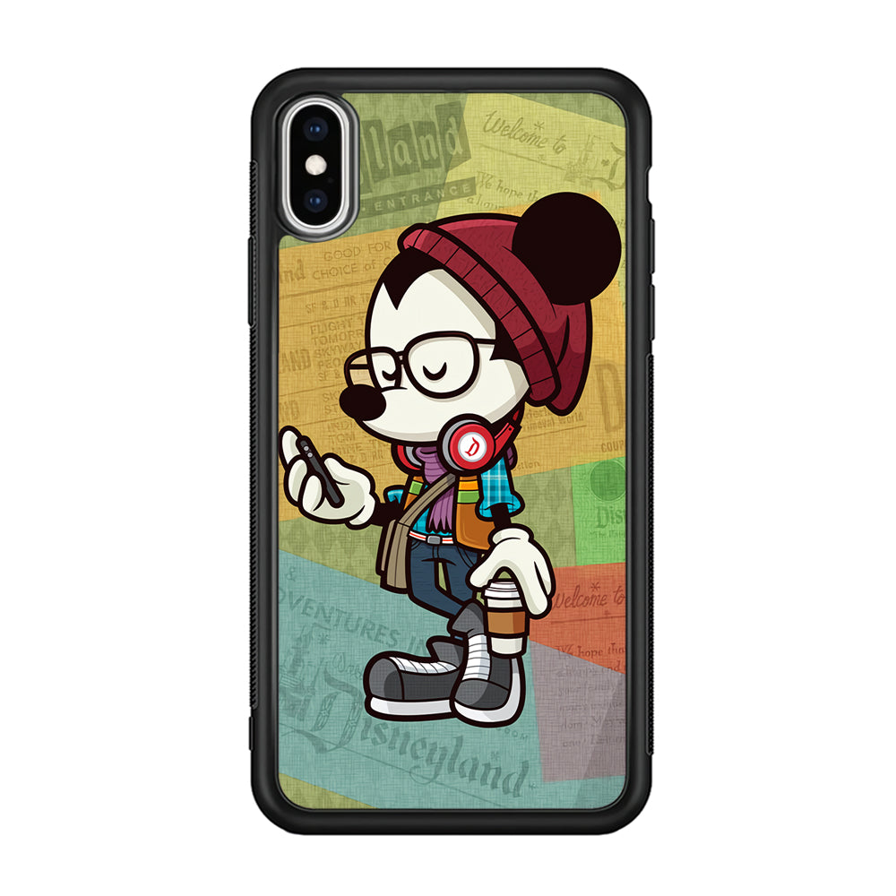 Mickey Mouse Hipster Style iPhone Xs Case-Phone Case-Rubber Black (2D Case)-Altracase