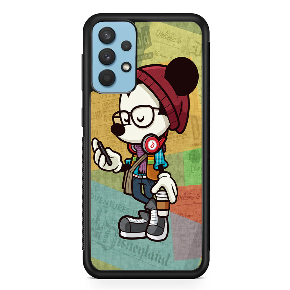 Mickey Mouse Hipster Style Samsung Galaxy A32 Case-Phone Case-Rubber Black (2D Case)-Altracase