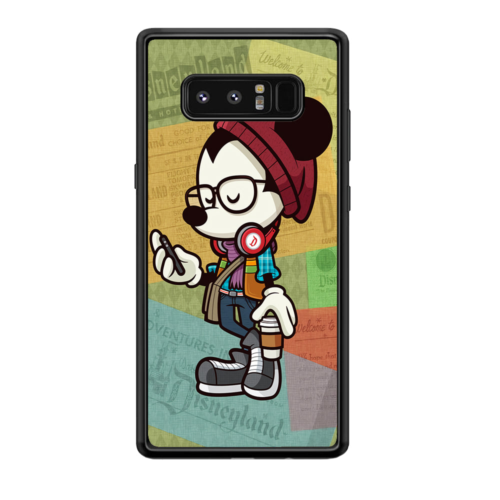 Mickey Mouse Hipster Style Samsung Galaxy Note 8 Case-Phone Case-Rubber Black (2D Case)-Altracase