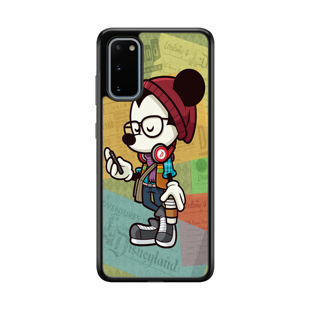 Mickey Mouse Hipster Style Samsung Galaxy S20 Case-Phone Case-Rubber Black (2D Case)-Altracase