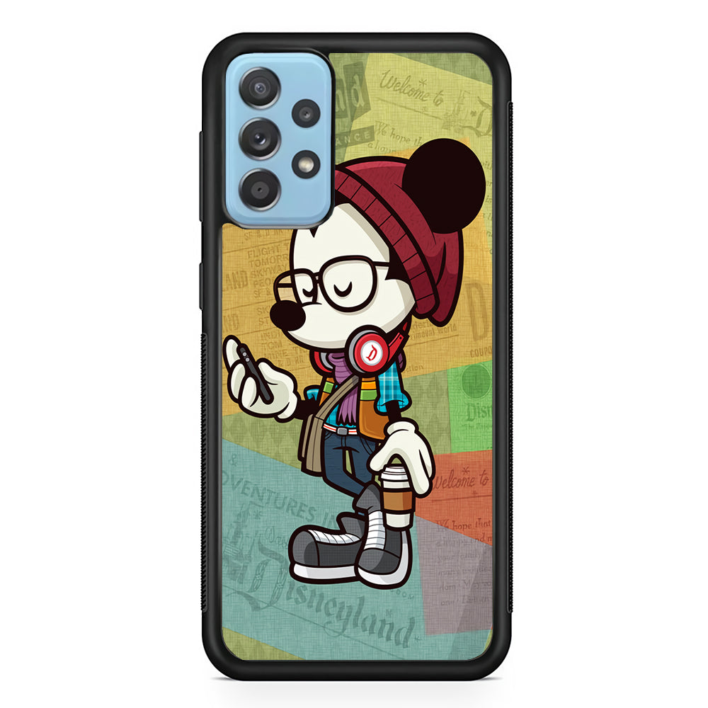 Mickey Mouse Hipster Style Samsung Galaxy A52 Case-Phone Case-Rubber Black (2D Case)-Altracase