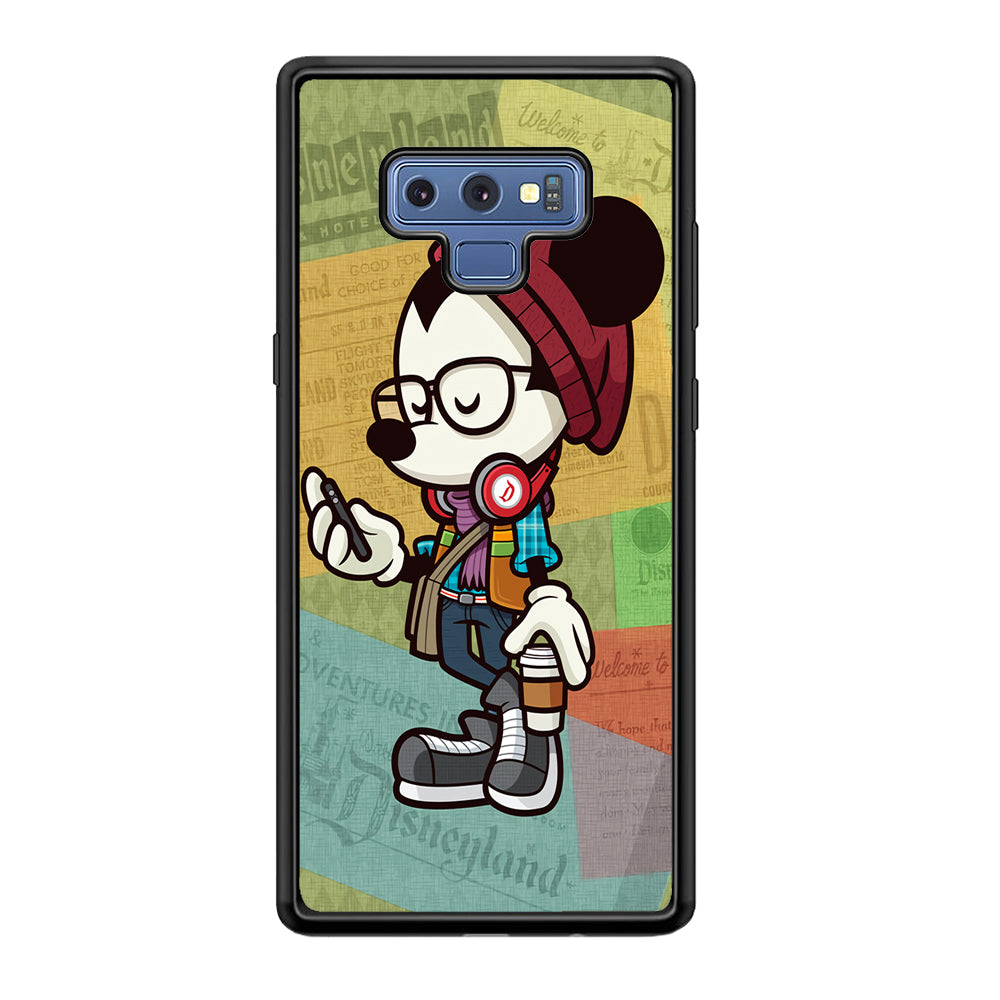 Mickey Mouse Hipster Style Samsung Galaxy Note 9 Case-Phone Case-Rubber Black (2D Case)-Altracase