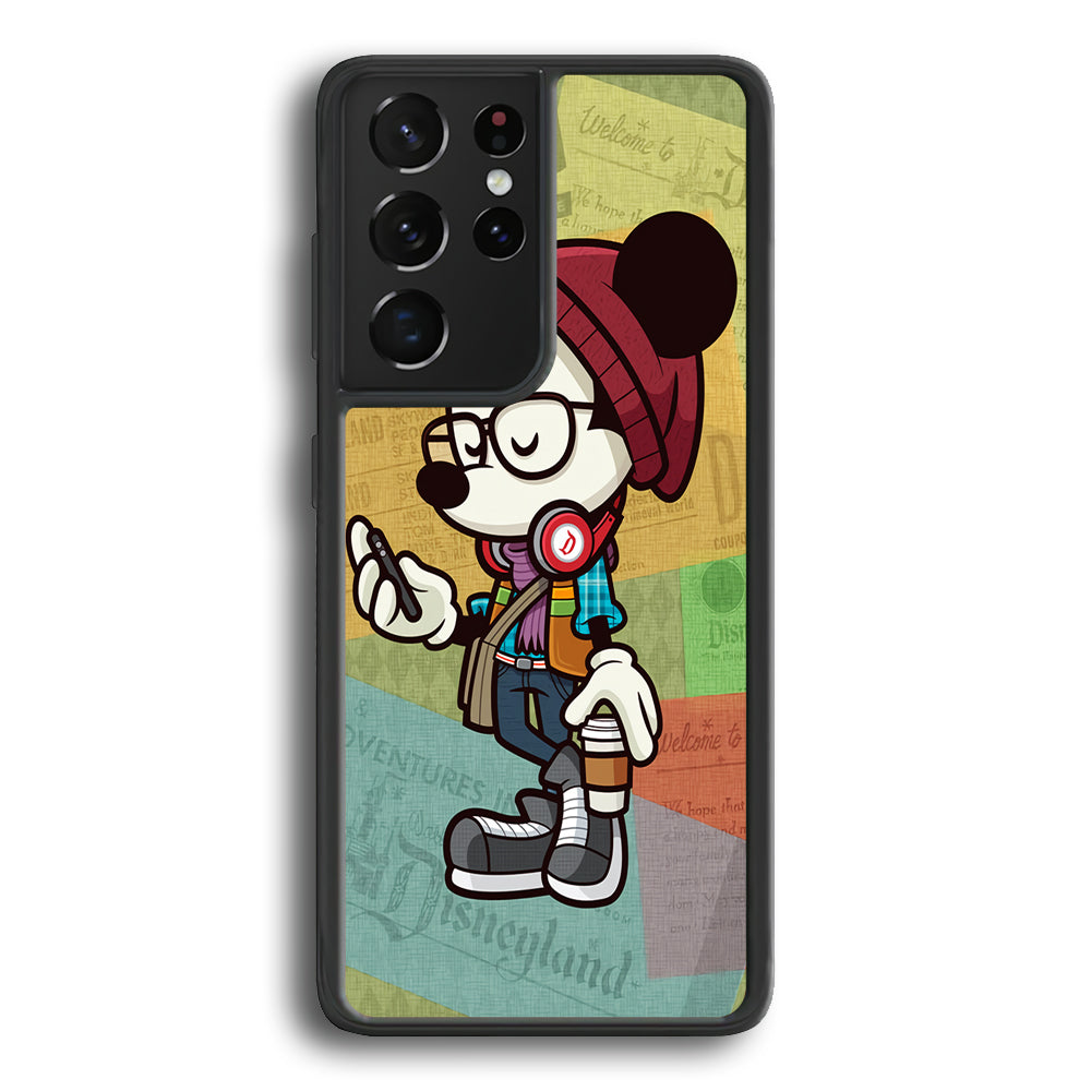 Mickey Mouse Hipster Style Samsung Galaxy S21 Ultra Case-Phone Case-Rubber Black (2D Case)-Altracase