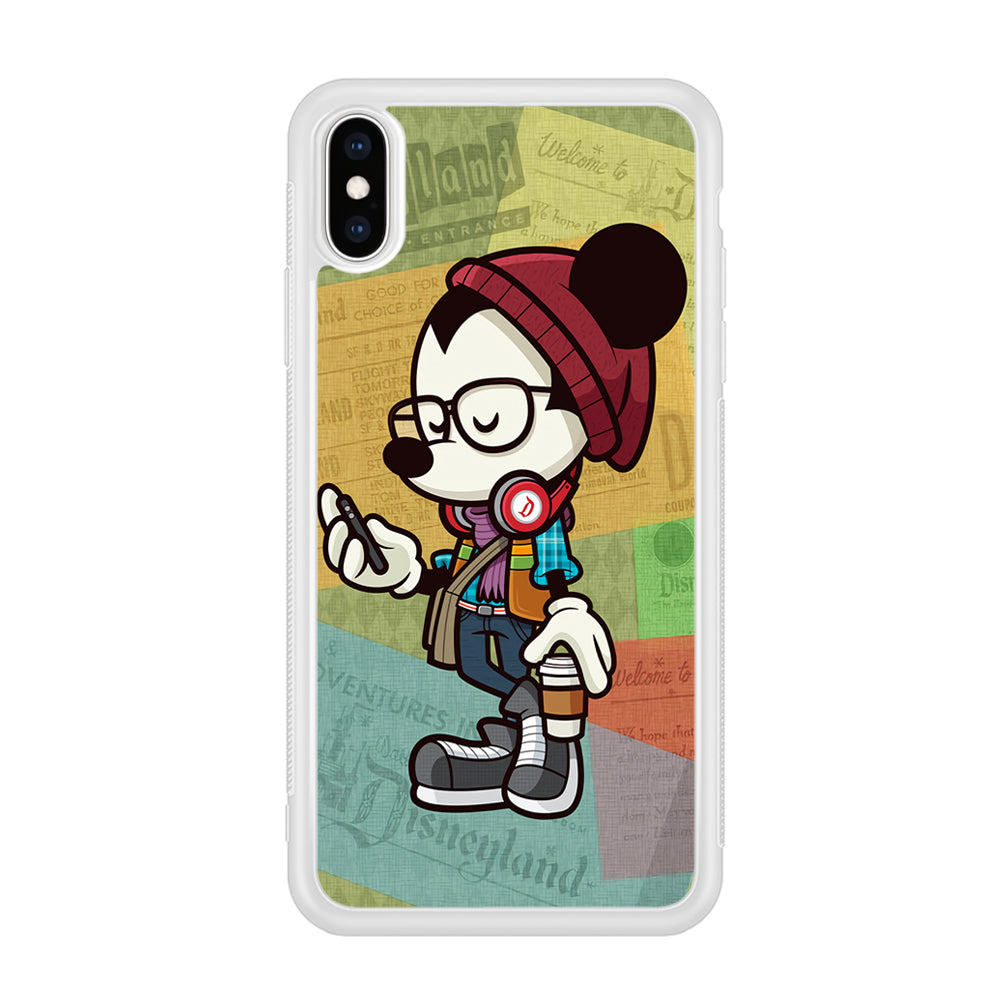 Mickey Mouse Hipster Style iPhone Xs Case-Phone Case-Rubber White (2D Case)-Altracase