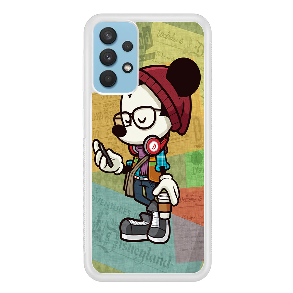 Mickey Mouse Hipster Style Samsung Galaxy A32 Case-Phone Case-Rubber White (2D Case)-Altracase