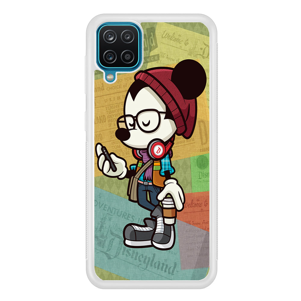 Mickey Mouse Hipster Style Samsung Galaxy A12 Case-Phone Case-Rubber White (2D Case)-Altracase