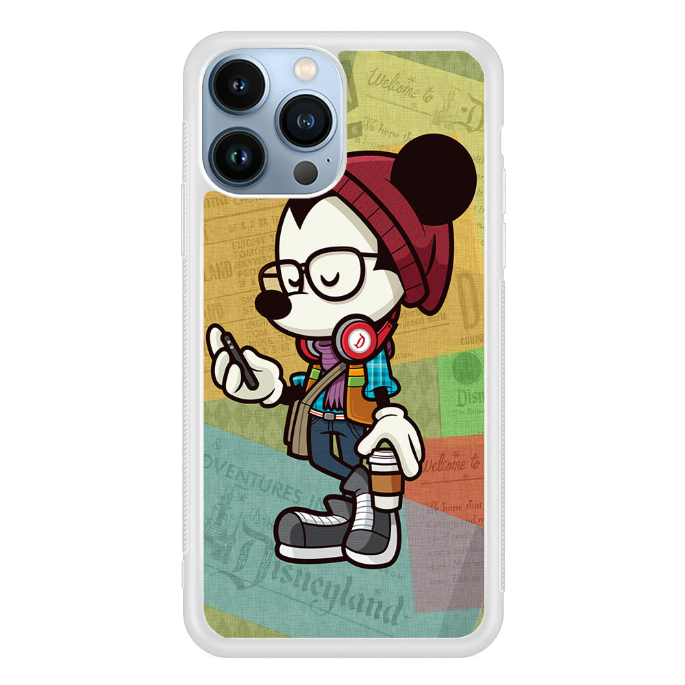 Mickey Mouse Hipster Style iPhone 15 Pro Max Case-Phone Case-Rubber White (2D Case)-Altracase