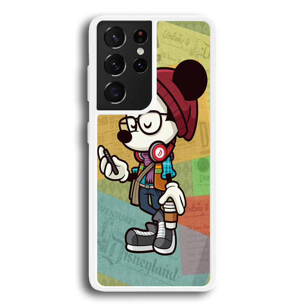 Mickey Mouse Hipster Style Samsung Galaxy S21 Ultra Case-Phone Case-Rubber White (2D Case)-Altracase