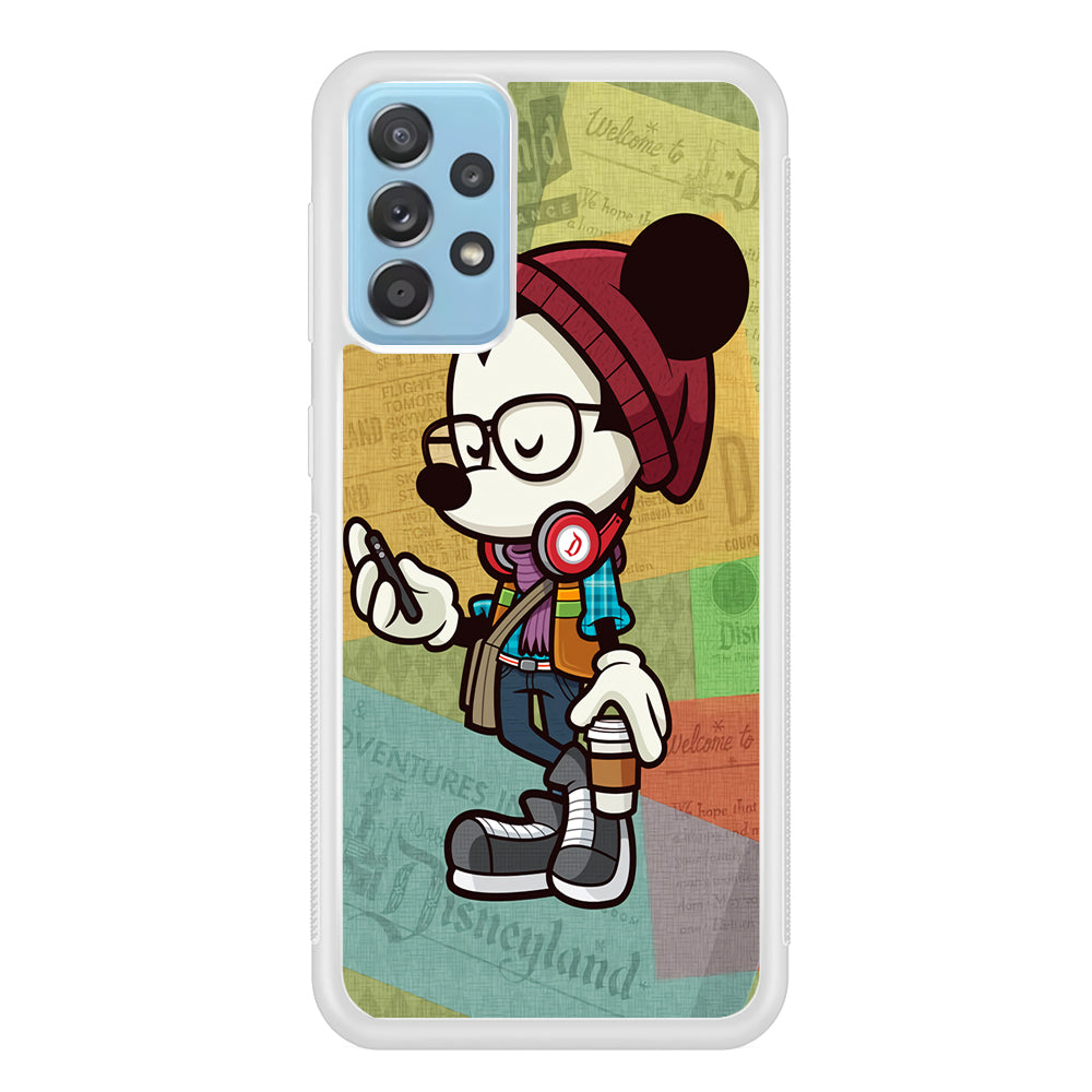 Mickey Mouse Hipster Style Samsung Galaxy A52 Case-Phone Case-Rubber White (2D Case)-Altracase