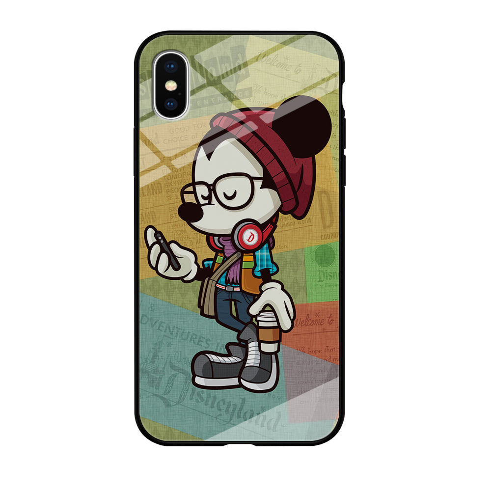 Mickey Mouse Hipster Style iPhone Xs Case-Phone Case-Tempered Glass Case-Altracase
