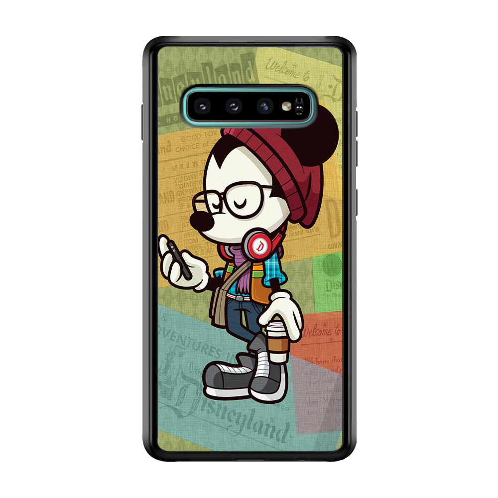Mickey Mouse Hipster Style Samsung Galaxy S10 Plus Case-Phone Case-Rubber Black (2D Case)-Altracase