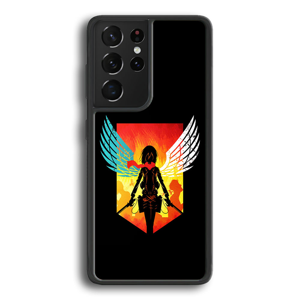 Mikasa Ackerman Art Samsung Galaxy S21 Ultra Case-Phone Case-Rubber Black (2D Case)-Altracase
