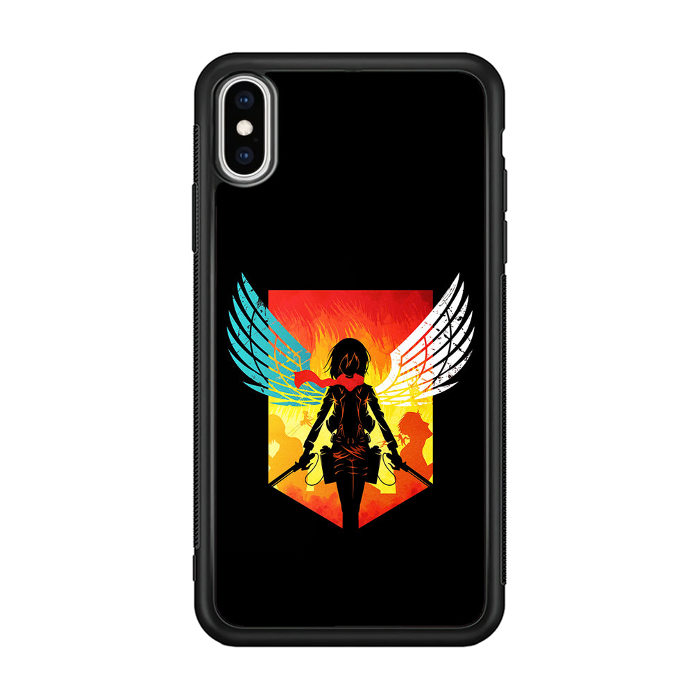 Mikasa Ackerman Art iPhone Xs Case-Phone Case-Rubber Black (2D Case)-Altracase