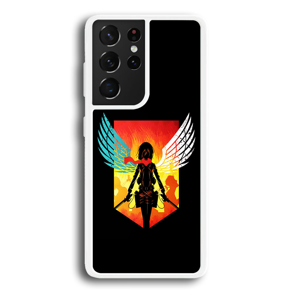 Mikasa Ackerman Art Samsung Galaxy S22 Ultra Case-Phone Case-Rubber White (2D Case)-Altracase