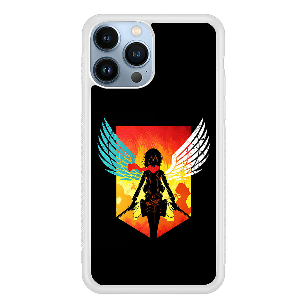 Mikasa Ackerman Art iPhone 14 Pro Max Case-Phone Case-Rubber White (2D Case)-Altracase