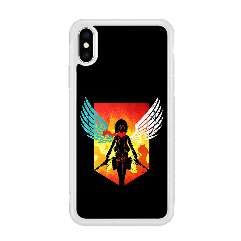 Mikasa Ackerman Art iPhone Xs Case-Phone Case-Rubber White (2D Case)-Altracase