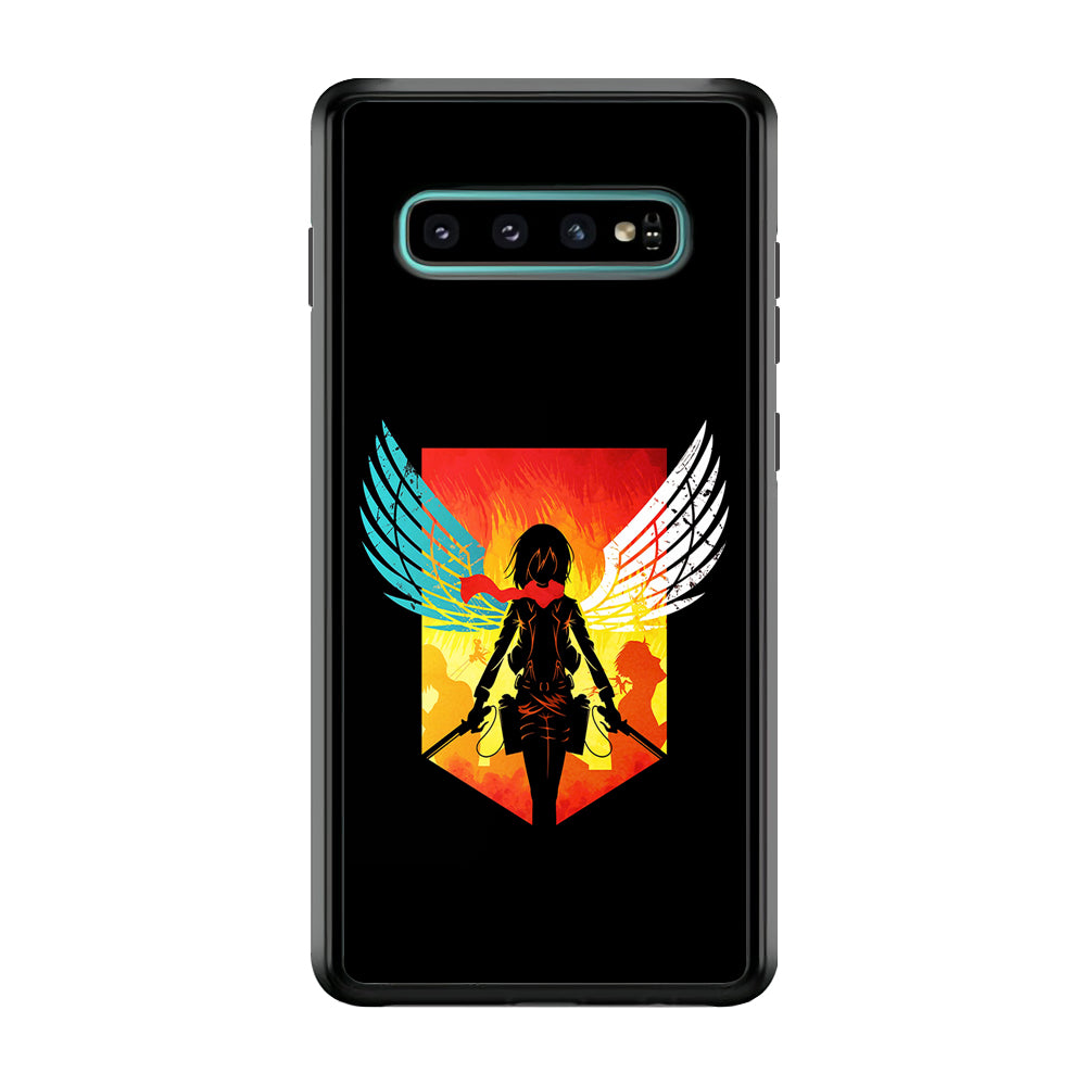 Mikasa Ackerman Art Samsung Galaxy S10 Plus Case-Phone Case-Rubber Black (2D Case)-Altracase