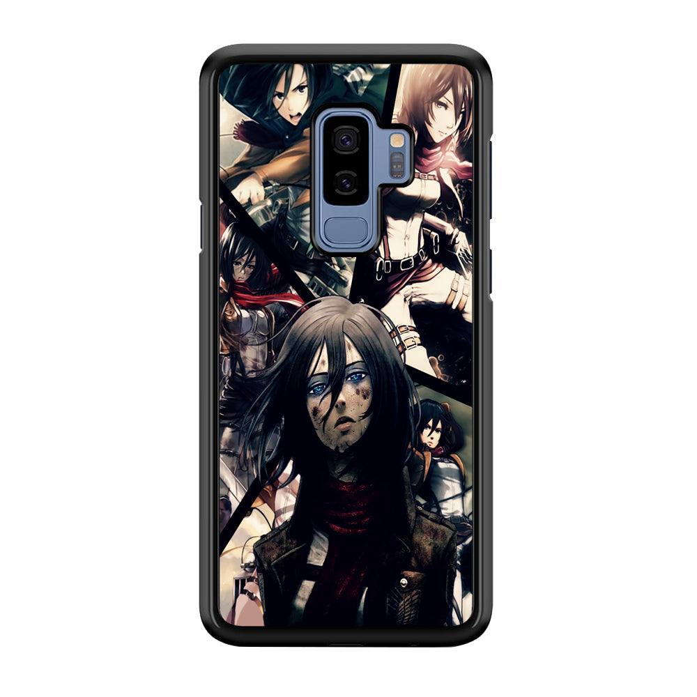 Mikasa Ackerman Collage Samsung Galaxy S9 Plus Case-Phone Case-Rubber Black (2D Case)-Altracase