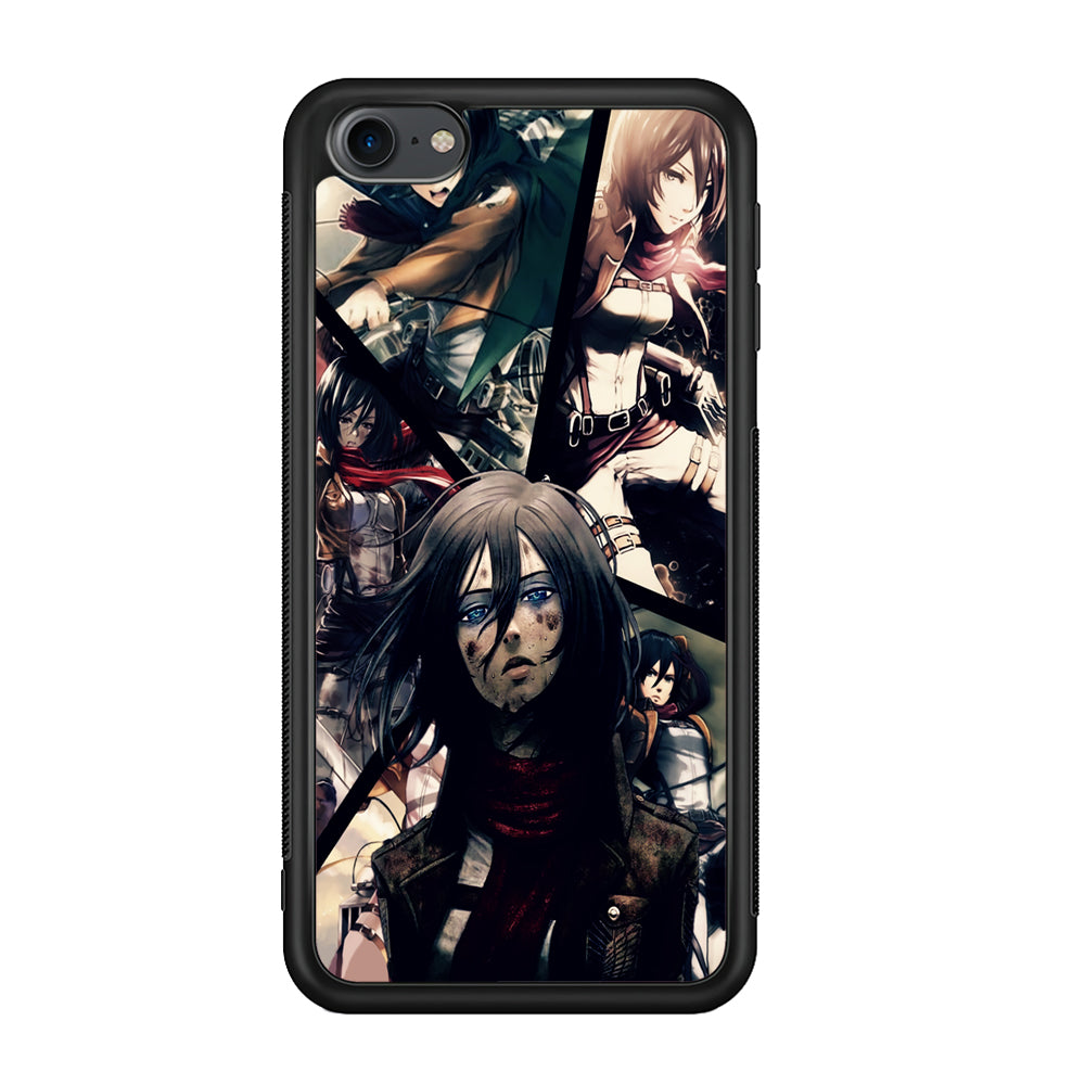 Mikasa Ackerman Collage iPod Touch 6 Case-Phone Case-Rubber White (2D Case)-Altracase