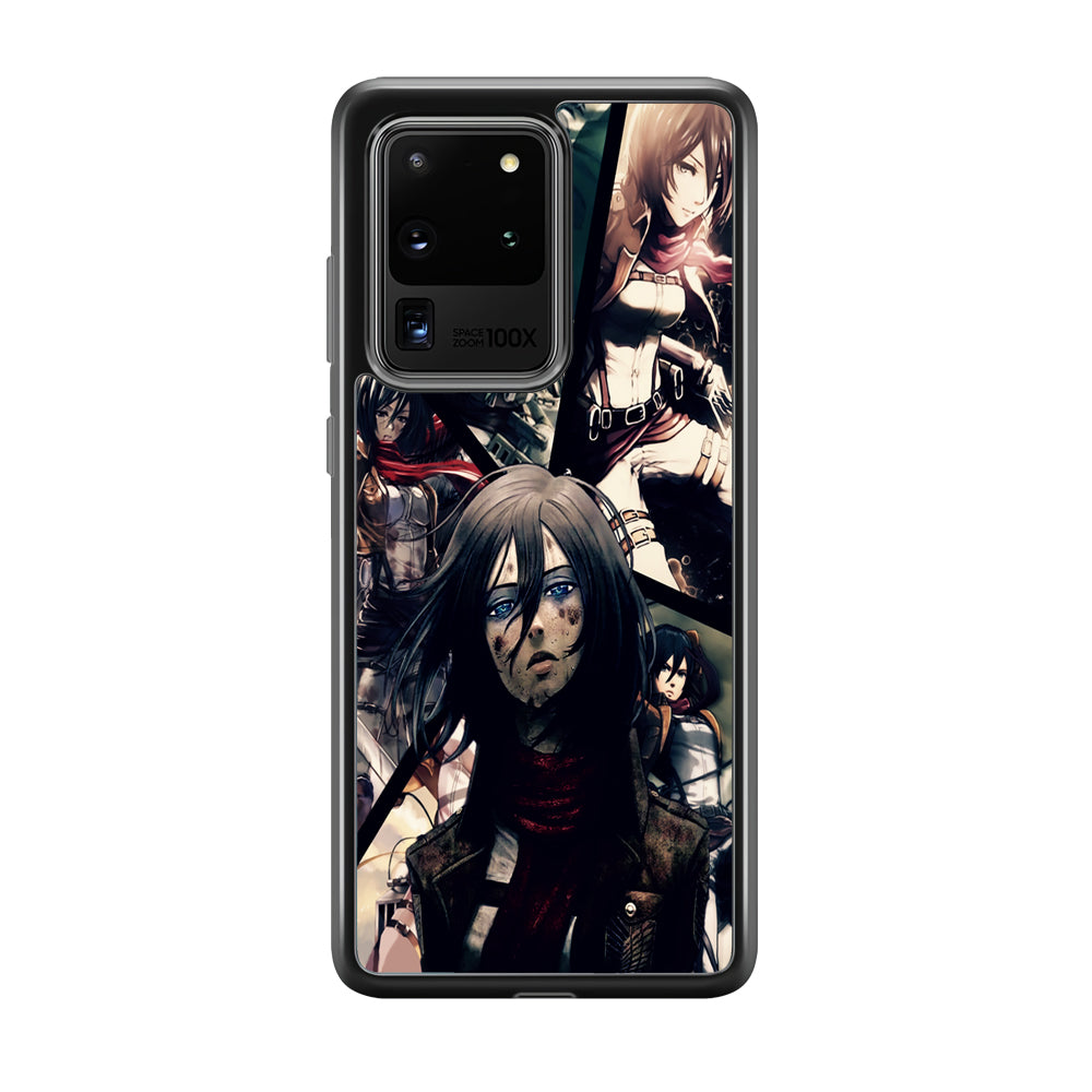 Mikasa Ackerman Collage Samsung Galaxy S20 Ultra Case-Phone Case-Rubber Black (2D Case)-Altracase