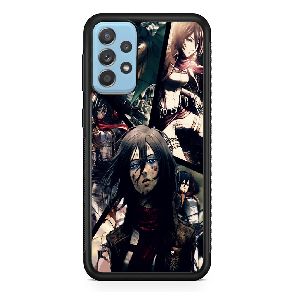 Mikasa Ackerman Collage Samsung Galaxy A72 Case-Phone Case-Rubber Black (2D Case)-Altracase