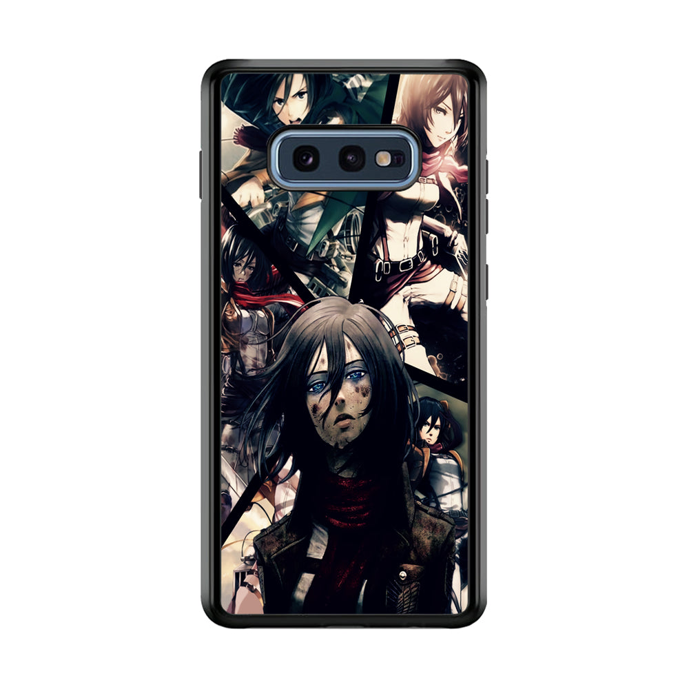 Mikasa Ackerman Collage Samsung Galaxy S10E Case-Phone Case-Rubber Black (2D Case)-Altracase