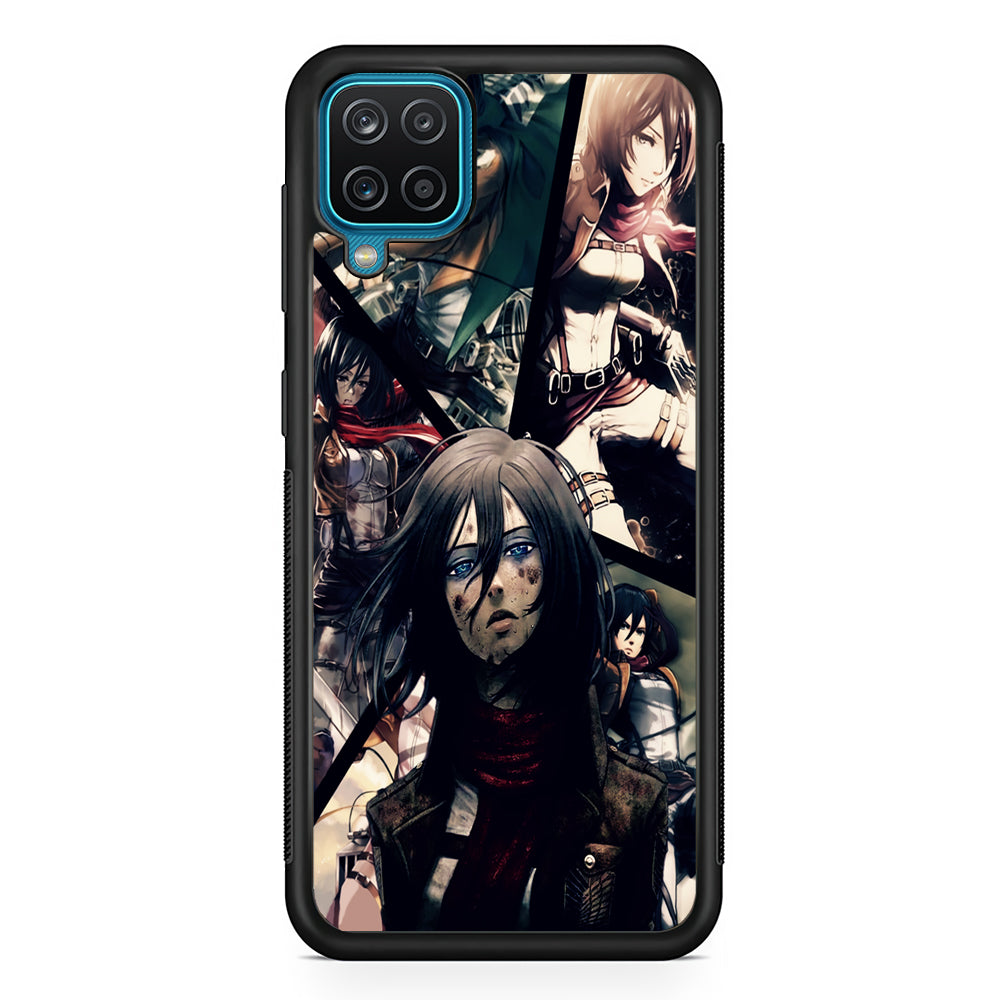 Mikasa Ackerman Collage Samsung Galaxy A12 Case-Phone Case-Rubber Black (2D Case)-Altracase
