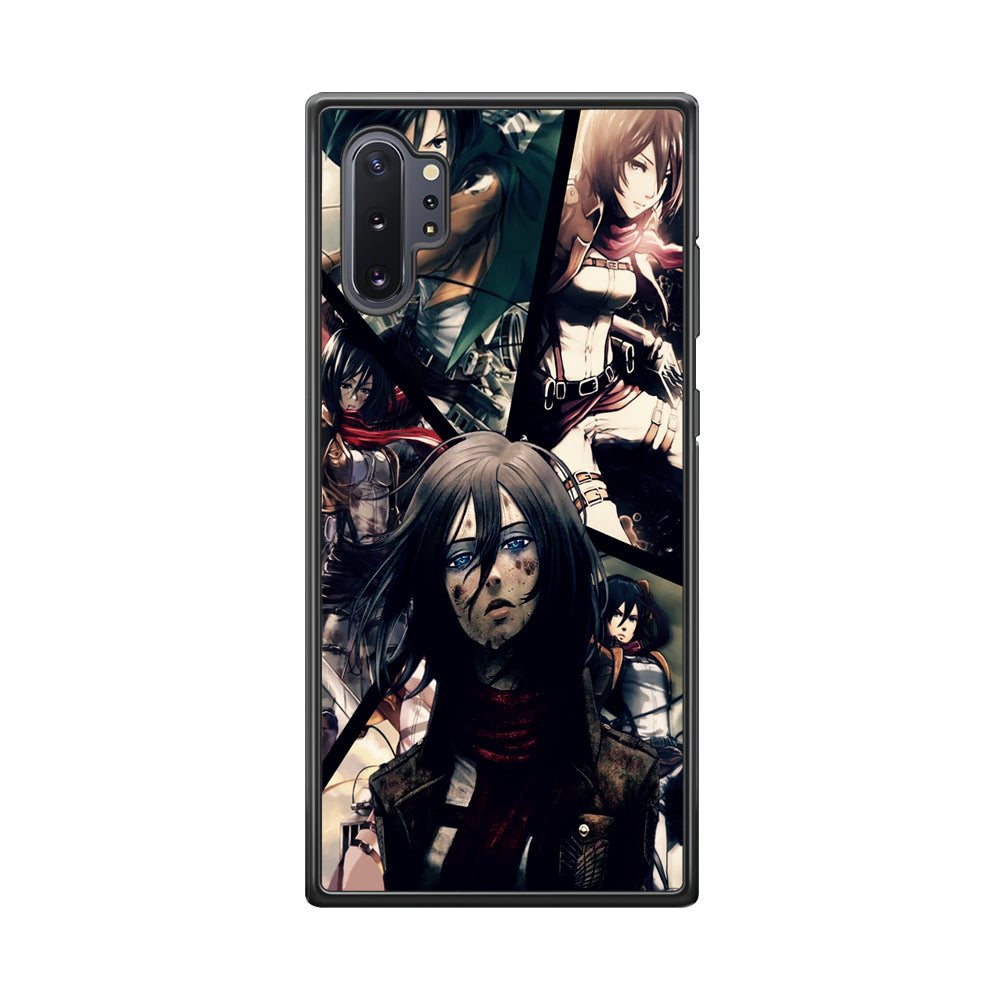 Mikasa Ackerman Collage Samsung Galaxy Note 10 Plus Case-Phone Case-Rubber Black (2D Case)-Altracase