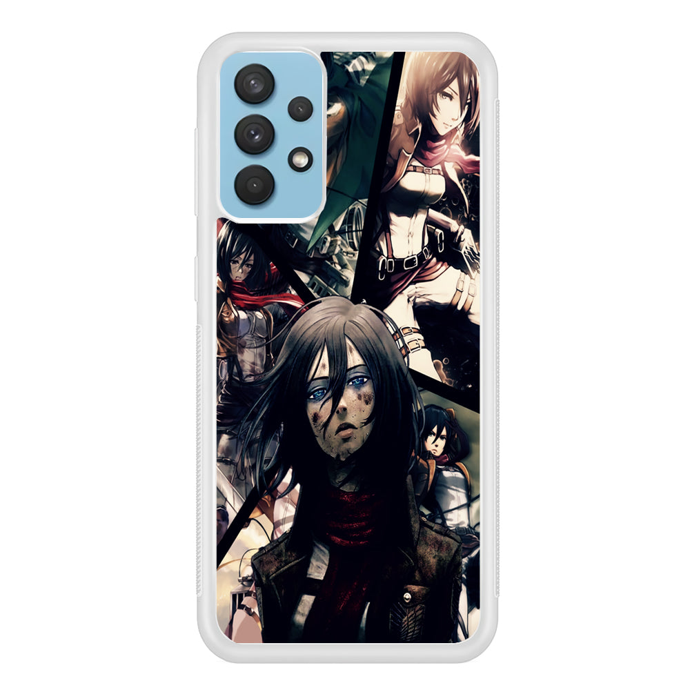 Mikasa Ackerman Collage Samsung Galaxy A32 Case-Phone Case-Rubber White (2D Case)-Altracase
