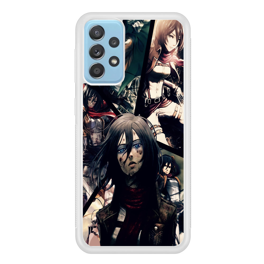 Mikasa Ackerman Collage Samsung Galaxy A72 Case-Phone Case-Rubber White (2D Case)-Altracase